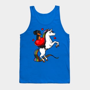 Dachshund Wiener Dog Riding Unicorn Tank Top